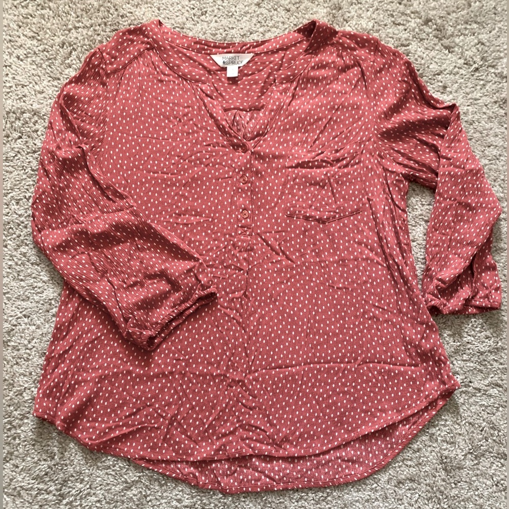 Coral - Size large 3/4 sleeve blouse